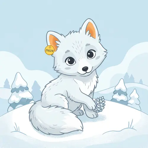 Adorable 2D White Baby Fox Art