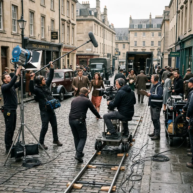 Dynamic Film Crew in Action - Cinematic Style