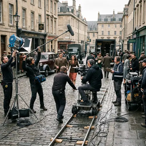 Dynamic Film Crew in Action - Cinematic Style