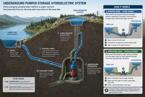 Underground Pumped Storage Hydroelectric System Diagram