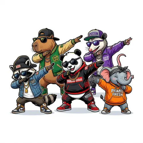 Playful Dabbin' Animals T-Shirt Design