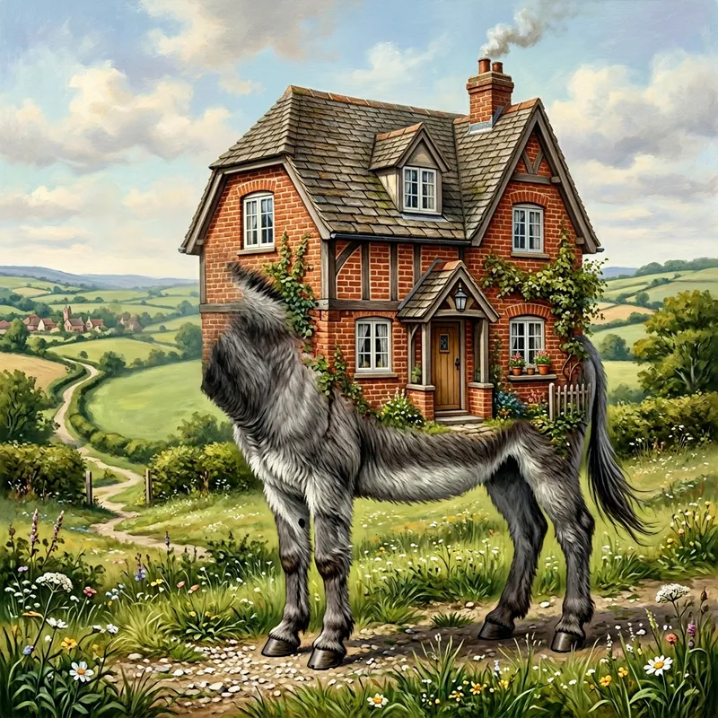 Donkey House Fusion: Surreal Imagery