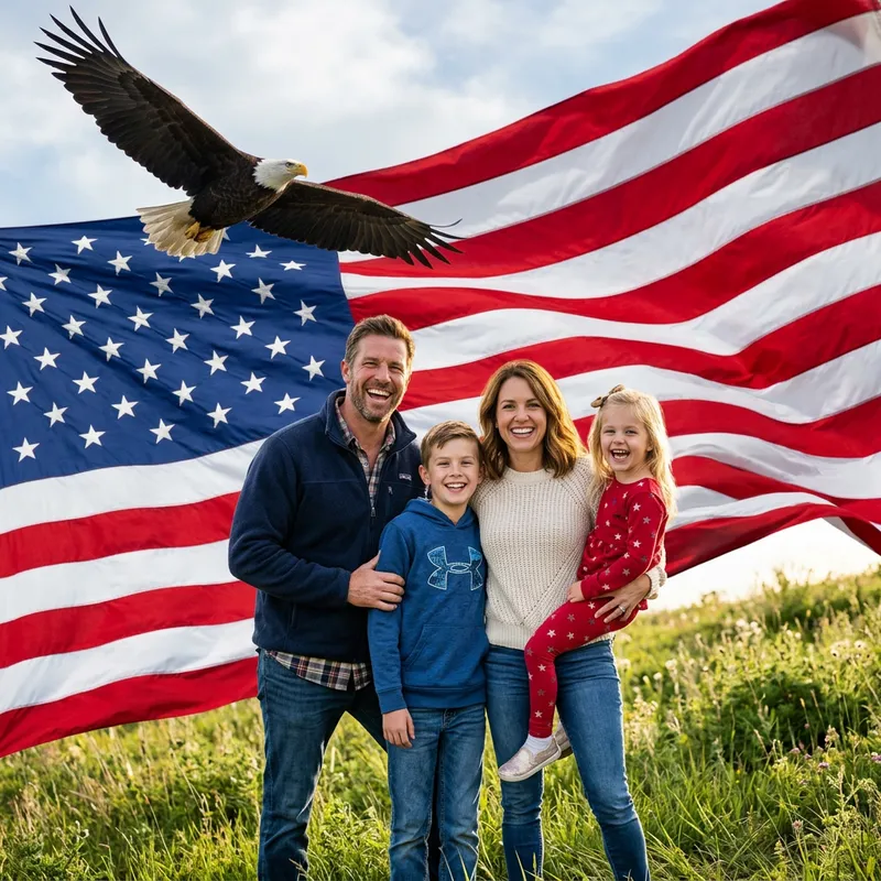 Happy Family & Freedom: American Spirit in Action Happy Family & Freedom: American Spirit in Action
