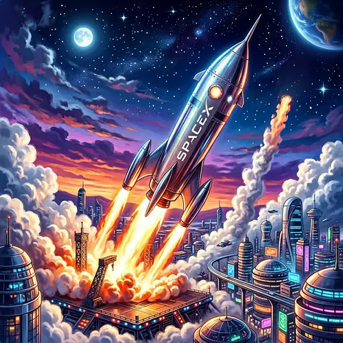 SpaceX Rocket Launch: Retro Futurism in Action