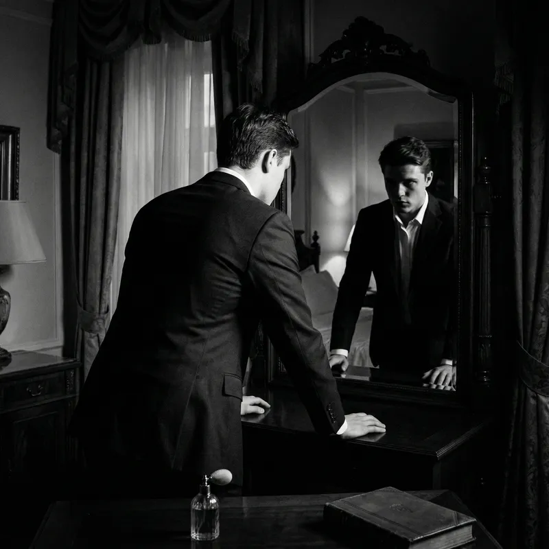 Dramatic Black and White Portrait of a Young Man