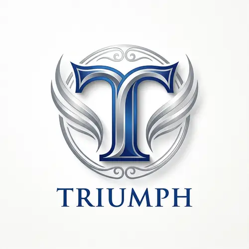 Symmetrical Letter T Logo Design in Royal Blue and Silver
