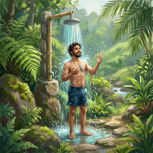 Serene Middle-Eastern Nature Shower Painting