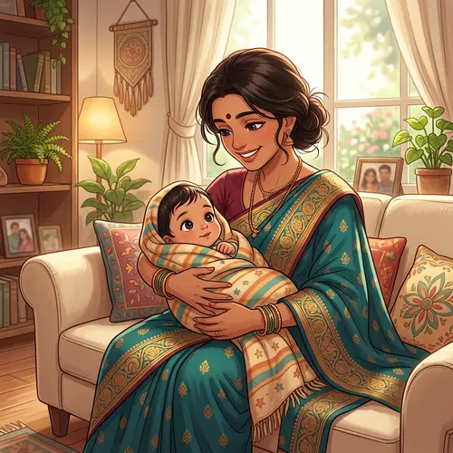 South Asian Mother and Baby in Warm Embrace | Loving Bond Depiction