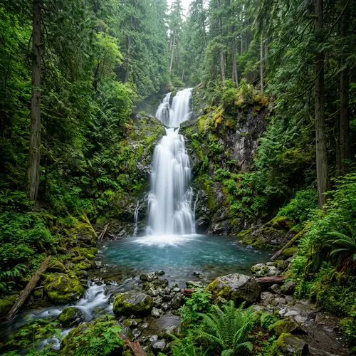Majestic Waterfall in Lush Forest - Nature Photography