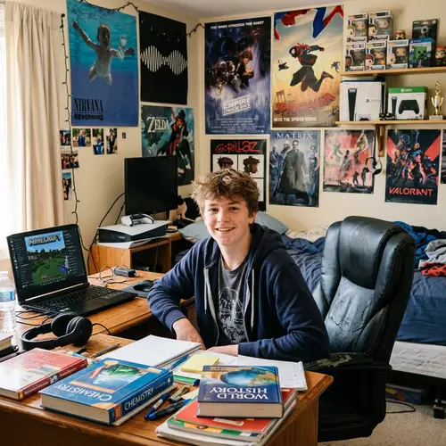Teenage Boy's Bedroom Portrait: Lifestyle and Personality Captured