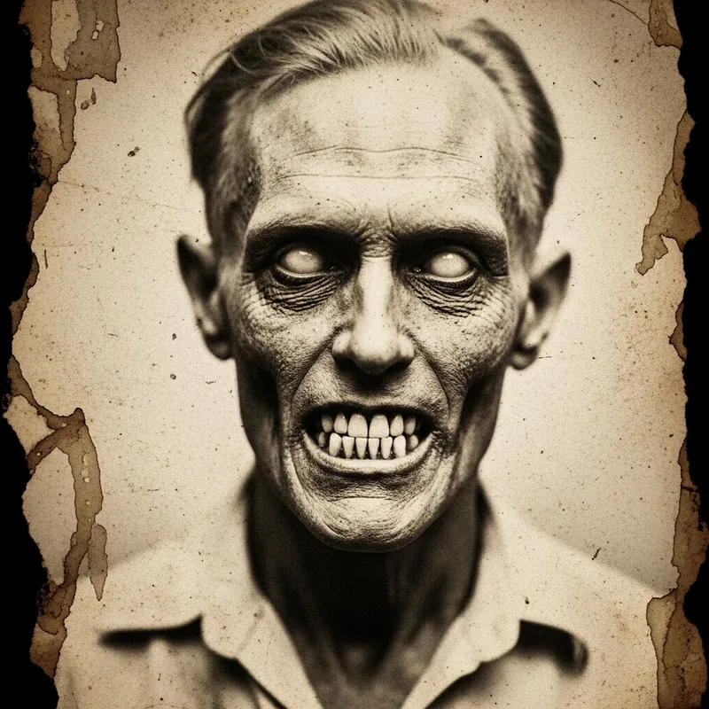 Vintage 1930s Zombie Portrait in Sepia Tones