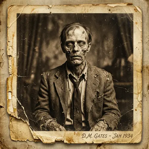 Vintage 1930s Zombie Portrait in Sepia Tones