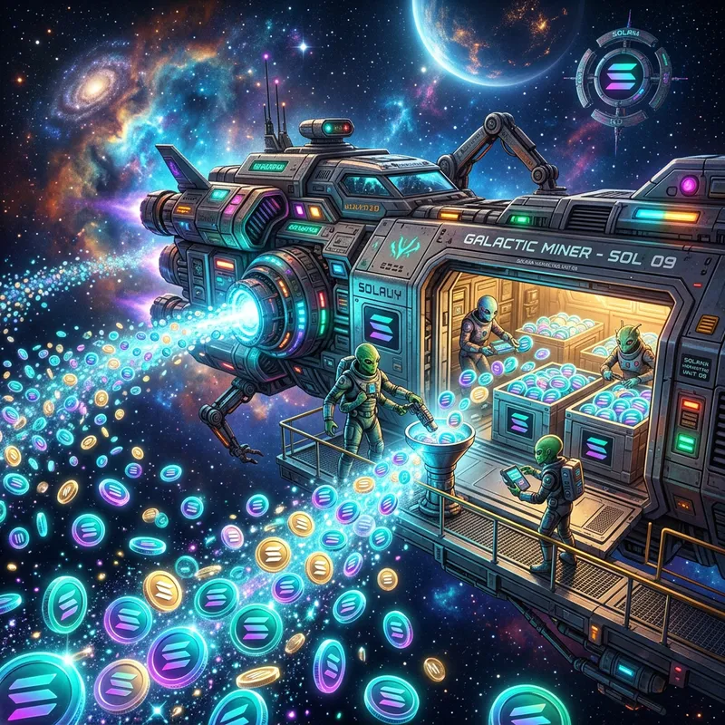 Aliens Collecting Solana Coins in Spaceship