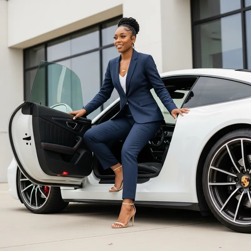Empowering CEO: Black Woman in White Porsche