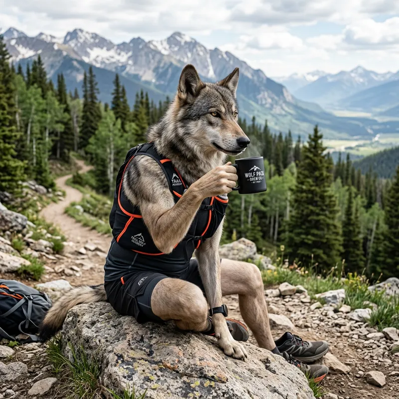 Fit Wolf Enjoying Coffee | Captivating Wildlife Shot Fit Wolf Enjoying Coffee | Captivating Wildlife Shot