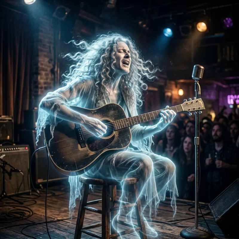 Emotional Ghost Plays Guitar with Long Hair Emotional Ghost Plays Guitar with Long Hair