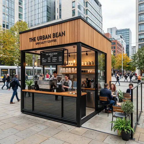 Sleek Minimalist Coffee Kiosk Design