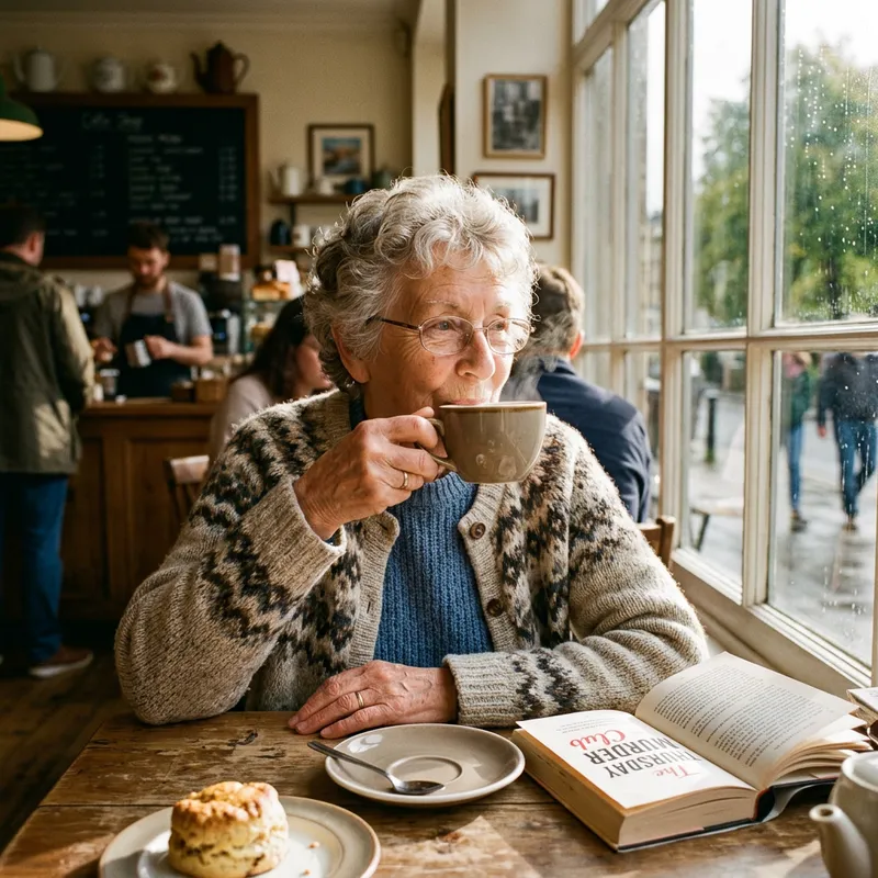 Old Lady Enjoying Coffee Moment