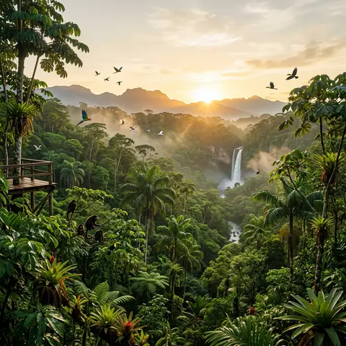 Breathtaking Morning Jungle Views with Sunlight