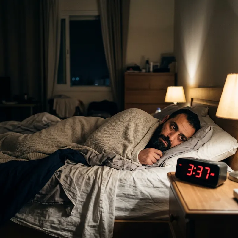 Insomnia Troubles: Sleepless Individual Struggling in the Night