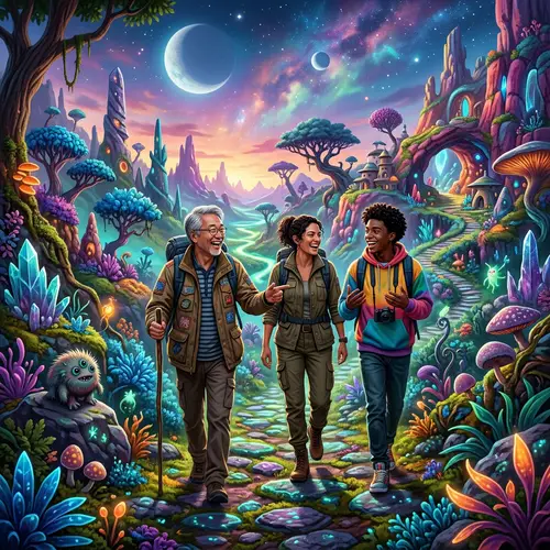 Magical Adventure on a Distant Planet with Colorful Characters