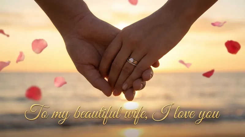 Romantic Wedding Ring & Love in Sunset