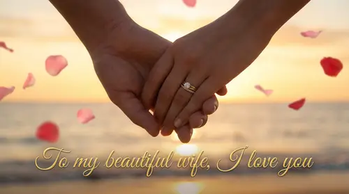 Romantic Wedding Ring & Love in Sunset