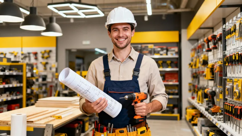 Architect Shopping for Tools in Modern Store