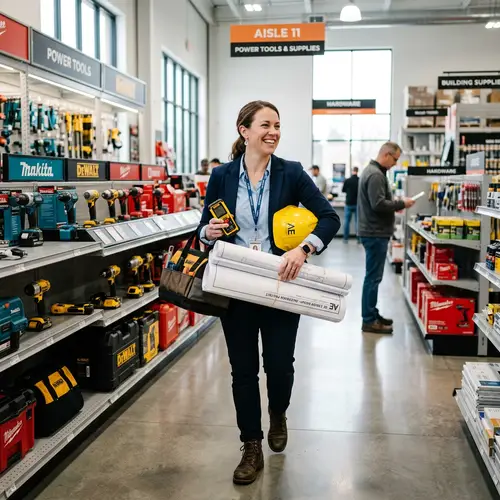 Architect Shopping for Tools in Modern Store