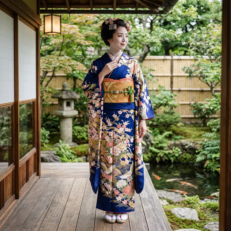Elegant Character in Stunning Kimono Pose Elegant Character in Stunning Kimono Pose