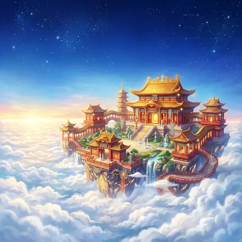 Celestial Chinese-Style Palace in the Clouds | Mystical Scene