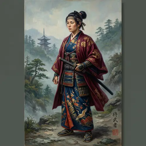 Female Samurai in Beautiful Kimono: 19th-century Japanese Art