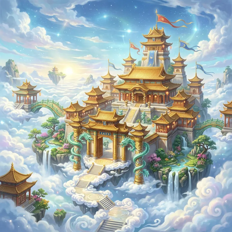 Chinese Celestial Palace Above Clouds | Ethereal Beauty