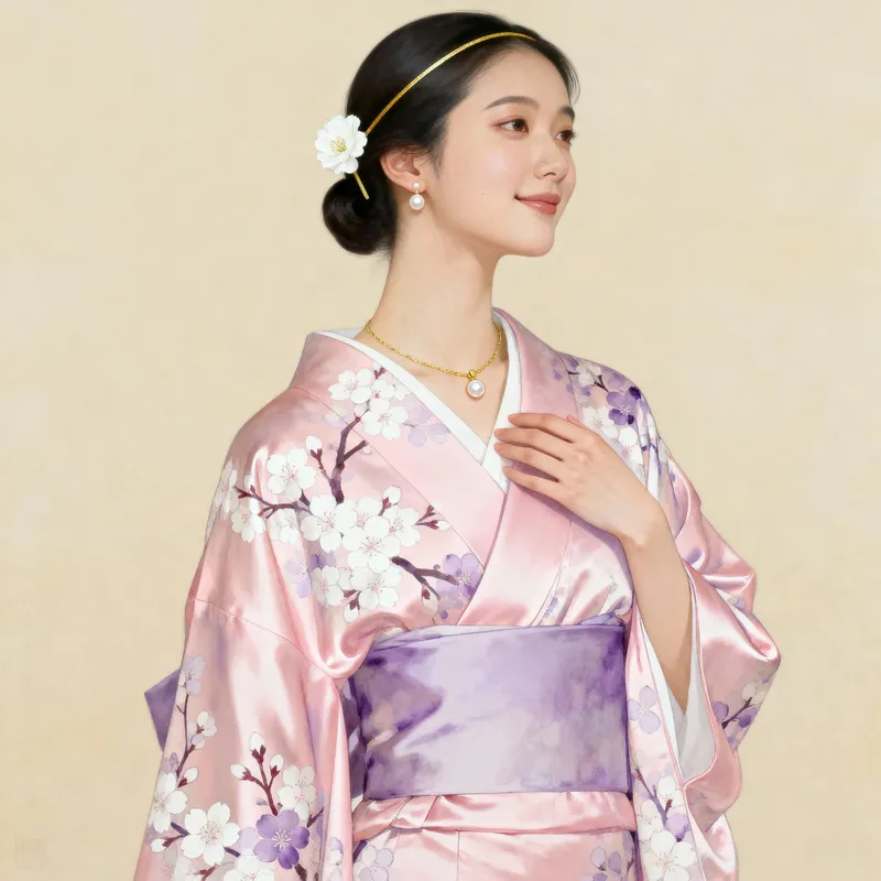 Elegant Character in Stunning Kimono Pose Elegant Character in Stunning Kimono Pose