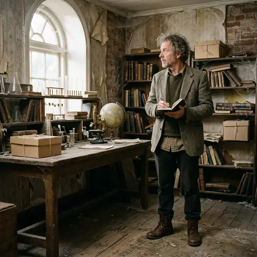 Scientist Exploring an Old Room