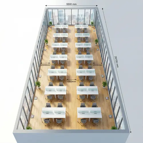 Open Space Office Layout: Tables & Chairs Design