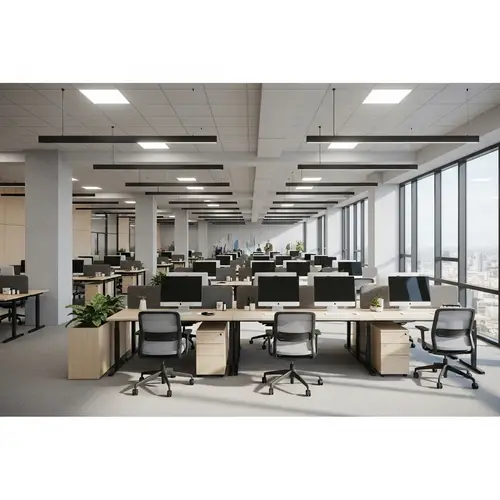 Open Space Office Layout: Tables & Chairs Design