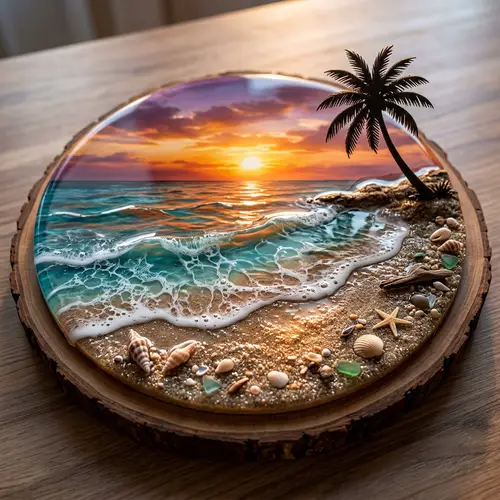Stunning 3D Resin Beach Art for Home Decor