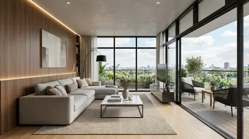 Luxury 3D Render of Contemporary Living Room