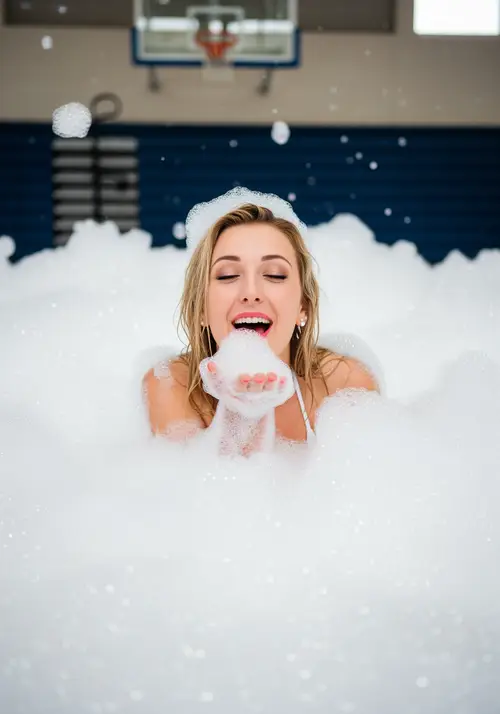 Stunning Foam Party Photoshoot with Flirty Model