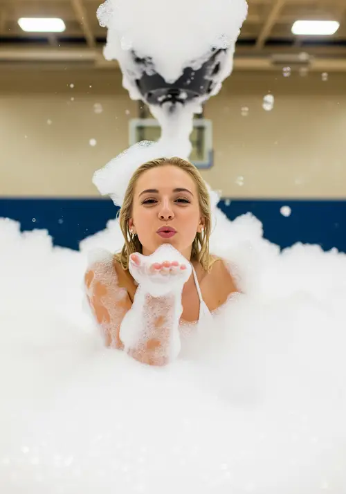 Fun Foam Party Photoshoot with Bubbly Blonde