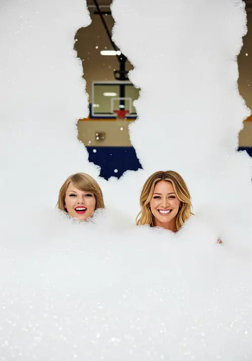 Taylor Swift & Hilary Duff at Foam Party Photoshoot