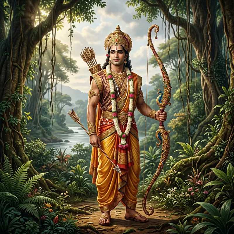 Lord Rama with Arrow: Traditional Indian Mythological Figure Lord Rama with Arrow: Traditional Indian Mythological Figure