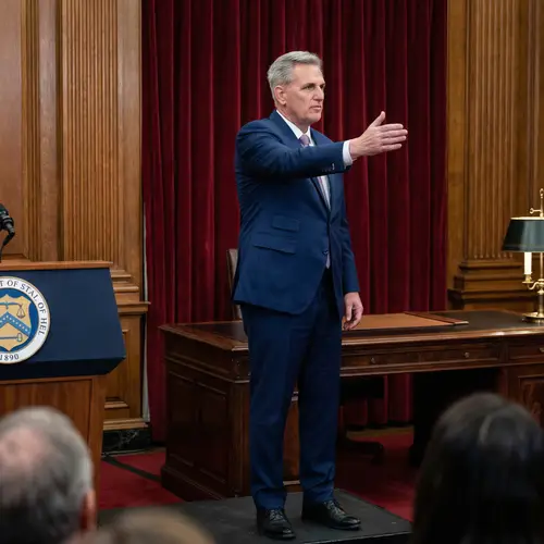 Confident Leader Delivering Speech in Formal Setting