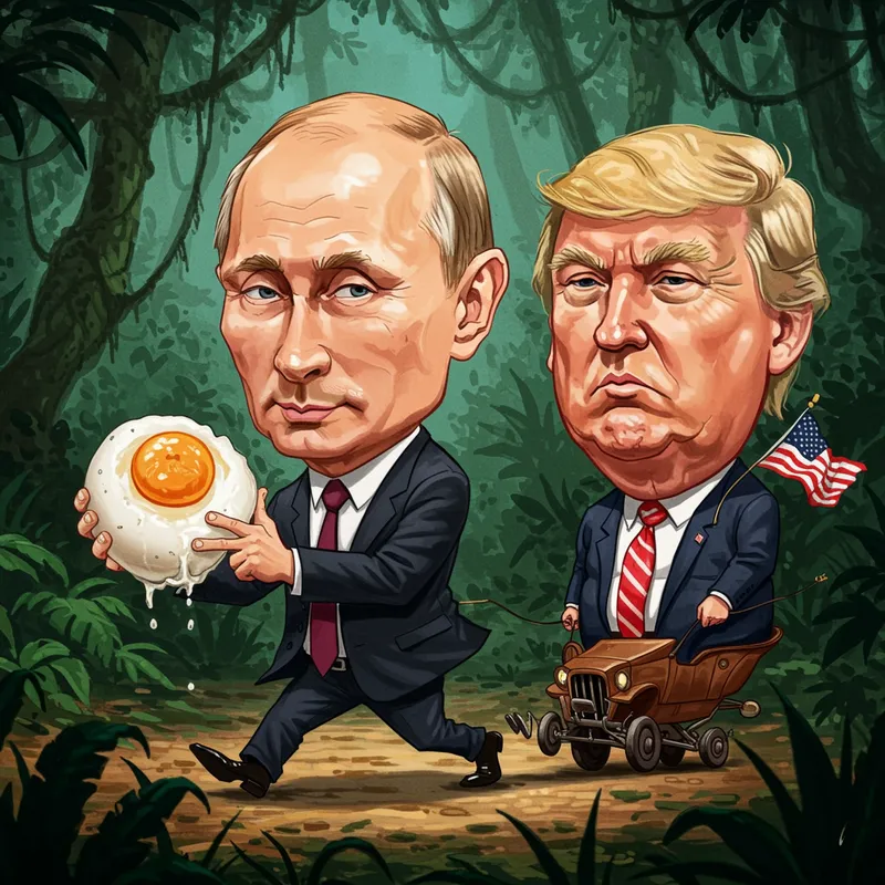 Putin and Trump Jungle Caricature Fun
