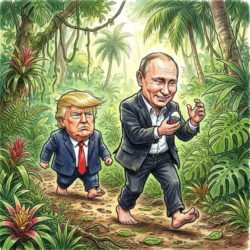 Putin and Trump Jungle Caricature Fun
