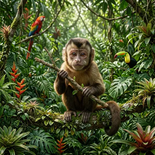 Realistic 3D Monkey Smoking Joint in Lush Jungle