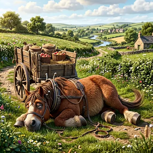 Comically Lazy Horse Illustration | Whimsical 3D Artwork