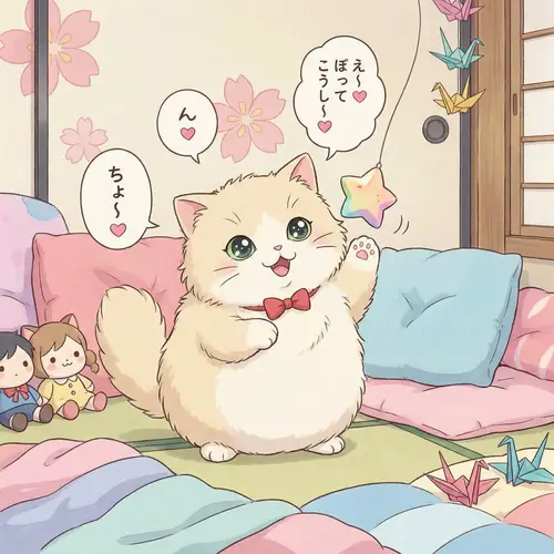 Charming Anime Cat | Cute Feline Character Illustration