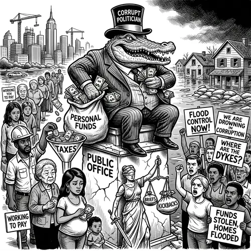 Corruption Cartoon: Crocodile Politician Exposed